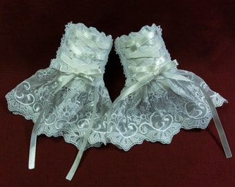 small elegant wedding cuffs with decorative lacing lolita light shine all sizes