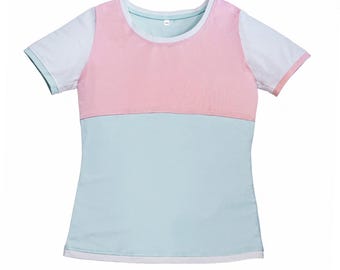 Camiseta infantil de punto Nikita | Serie Pastel | Rosa, Verde menta, Blanco | Estética Kawaii