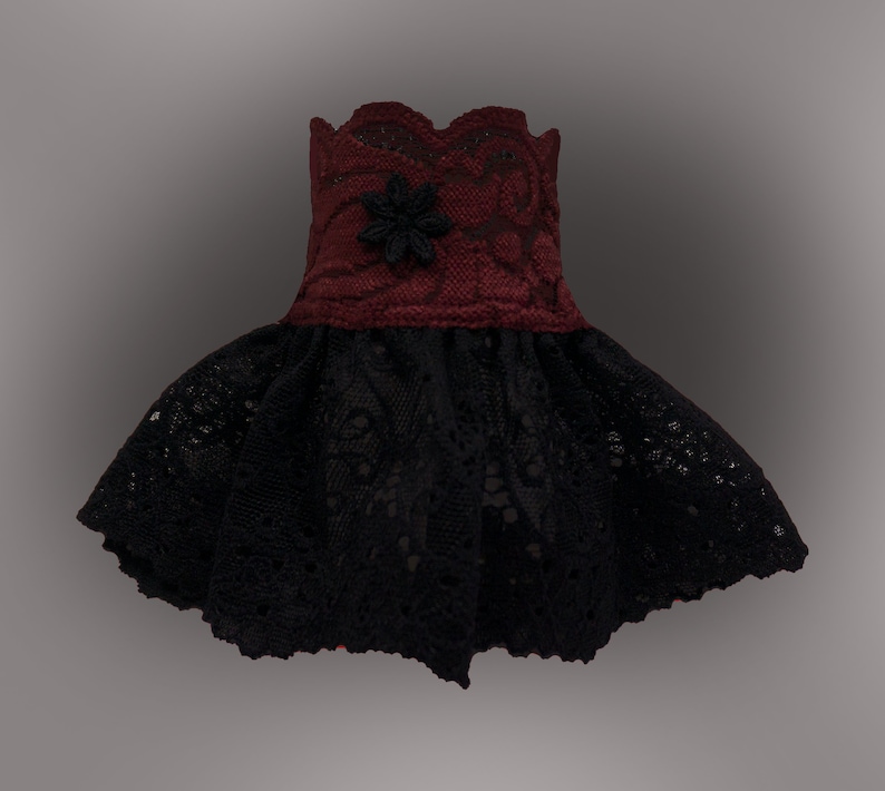 gothic cuffs small cuffs black burgundy red swinging skirt high quality lace image 1