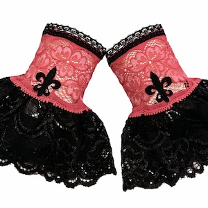 Cuffs small cuffs black pink swinging skirt with French lily fleur-de-lys image 1