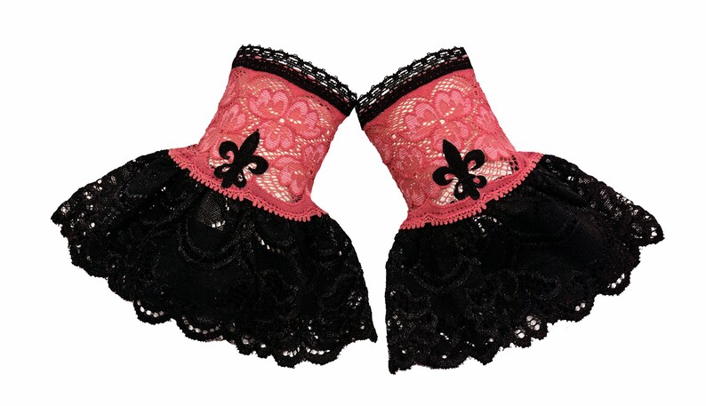 Cuffs small cuffs black pink swinging skirt with French lily fleur-de-lys image 1