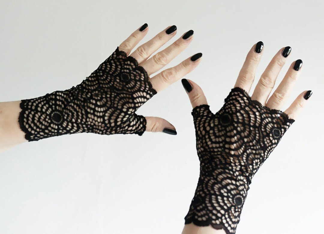 Gants en cuir sans doigts rivets, gants punk gothiques noirs