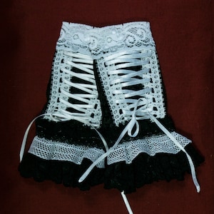 gothique lolita petites manchettes velours dentelle laçage décoratif noir blanc toutes tailles
