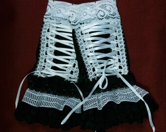 gothic lolita small cuffs velvet lace decorative lacing black white all sizes