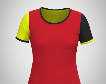 Chemise Jersey Nikita | noir rouge jaune fluo | Combinaison de couleurs de variation sélectionnable de 1 à 3 | Tailles 34-46