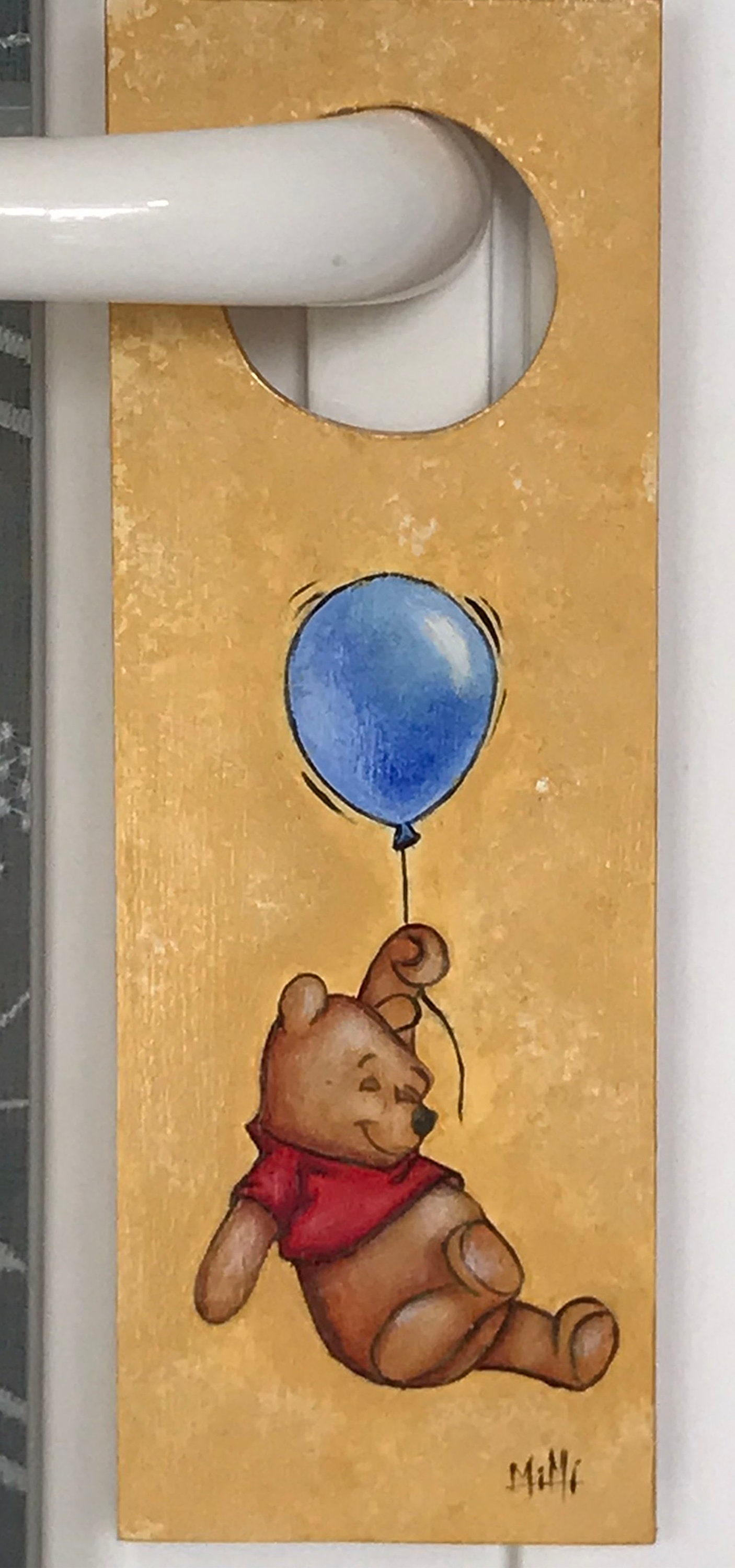 Plaque de Poignée Porte Winnie L'ourson et Le Ballon