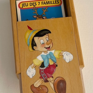 Coffret en bois pour cartes à jouer peint à la main