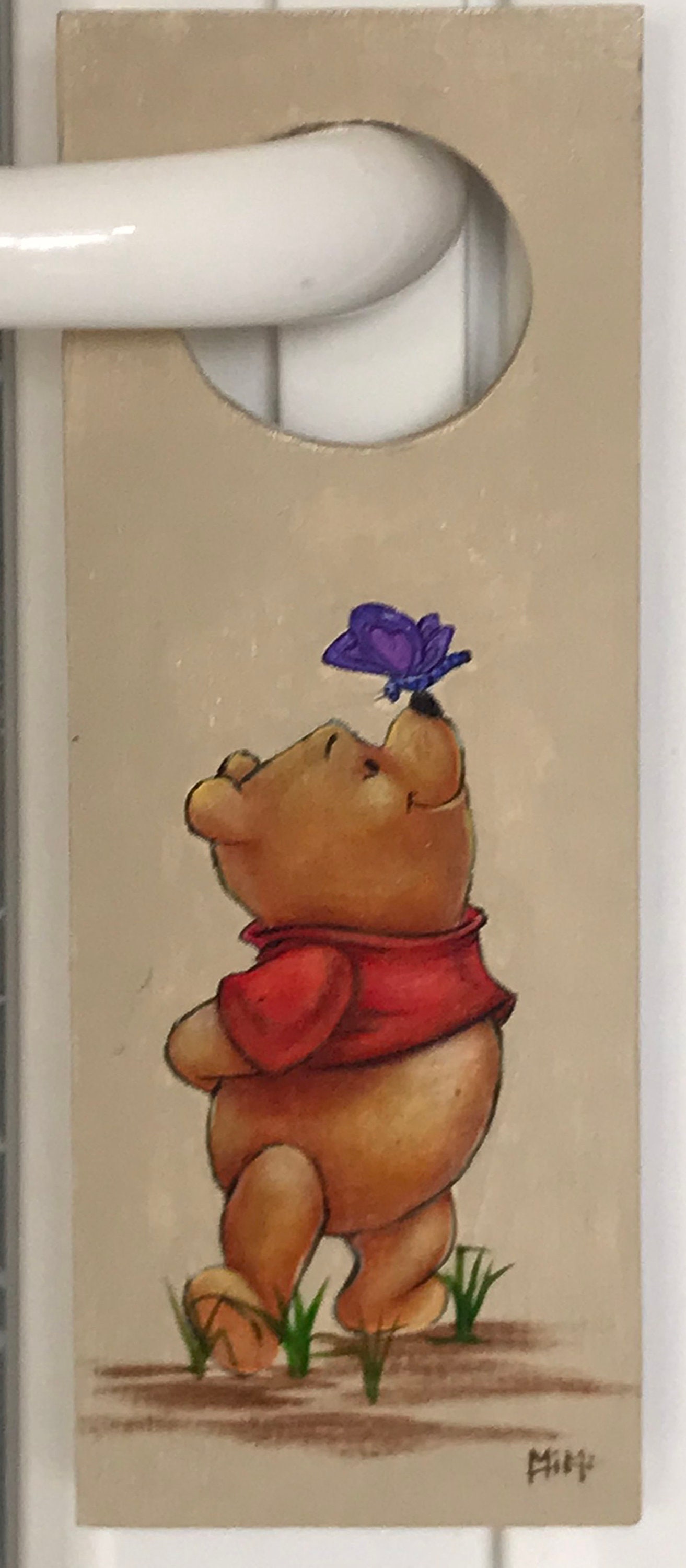 Plaque de Poignée Porte Winnie L'ourson et Le Papillon