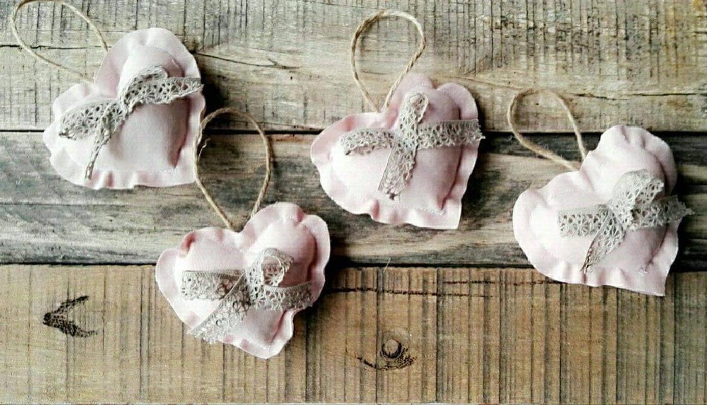 Cœurs à Suspendre - Couleur Vieux Rose Lot de 4