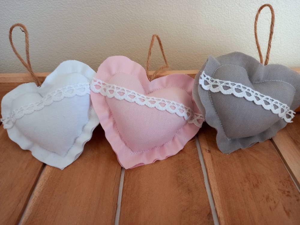 Coeur A Suspendre - Cœur en Tissu Lot de 3 Champêtre Coeur Shabby