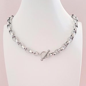 Heavy Chunky Oval Rolo Belcher Chain Necklace with T-Bar Toggle - Made to Measure
