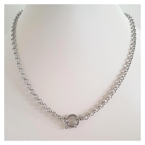 Made to measure 4mm rolo belcher necklace - European Bolt Ring Sailors Clasp - Silver Stainless Steel