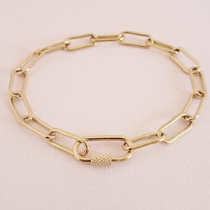 Paperclip Link Carabiner Bracelet - Made to Measure Customised Length - Gold Plated over Stainless Steel