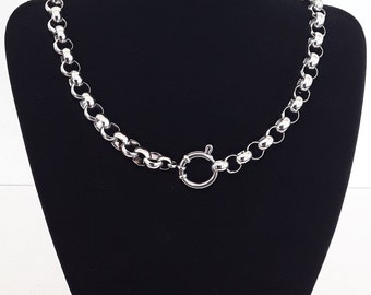 Custom made to length 9mm Thick Rolo Belcher Chain Euro Bolt Ring Necklace