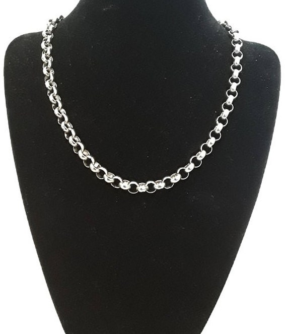 Custom Made Length 7mm Rolo Belcher Chain Euro Bolt Ring Necklace Silver Hypoallergenic Polished Stainless Steel Etsy UK