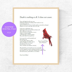 Death is Nothing at All, Printable Art, Death of Loved One, Sympathy ...