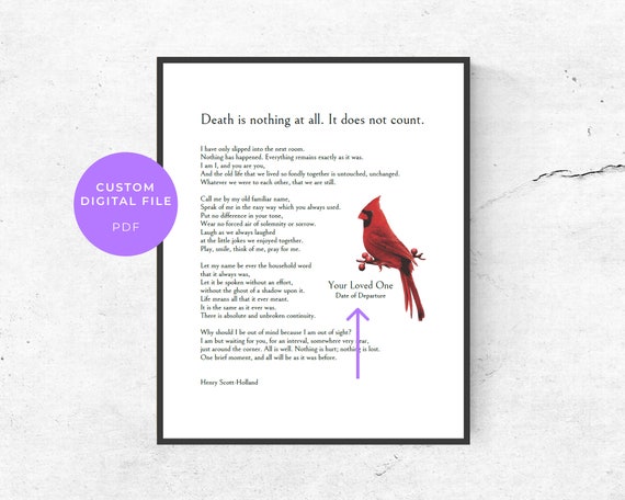 Death is Nothing at All Printable Art Death of Loved One - Etsy