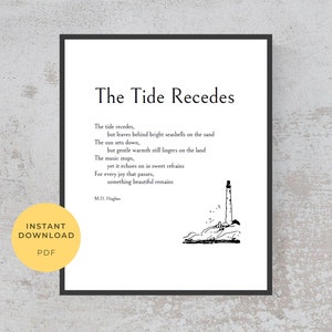 The Tide Recedes – printable poem, printable quote art, beach wall art, sympathy gift, memorial gift, death of loved one, funeral service