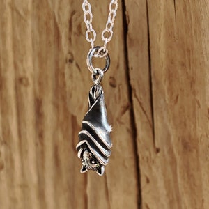 Hanging Bat Realistic Pendant Necklace Sterling Silver Gift Box Sterling Silver Gothic Halloween Nocturnal Animal Lover