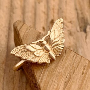 Moth Ring Gold Plated Gothic Nocturnal Insect Bug Halloween