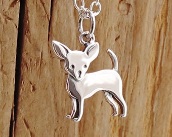 Chihuahua Tiny Dog Pendant Necklace Sterling Silver Gift Box Pet Loss Puppy Unisex Childrens Dog Lover Valentine Gift Girlfriend Mum