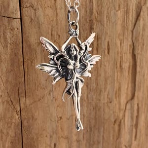 Forest Fairy Sterling Silver Solid Pendant Necklace Fairies Goddess Myths Woodland Folklore Sprite Deities Magical Wiccan Pagan