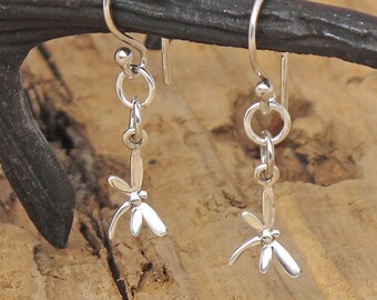 Tiny Dragonfly Earrings Sterling Silver Drop Dangle Gift Boxed Insect Spirit Animal Mothers Day Gift For Mum Mom Friend Daughter Wife