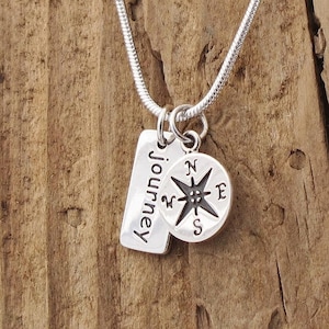 Compass Journey Pendant Necklace Sterling Silver Travel Necklace 925 Adventure Camping Hiking