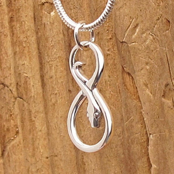 Sterling Silver Infinity Snake Pendant Necklace Charm Gift Boxed Friendship Love Forever Serpent Gift For Friend Mom Mum Daughter Unisex