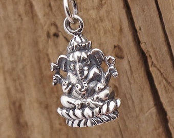 Ganesh Elephant Pendant Necklace Charm Small Sterling Silver Gift Box Hindu Spiritual Lord Isha Spiritual Awakening Gift For Friend Xmas