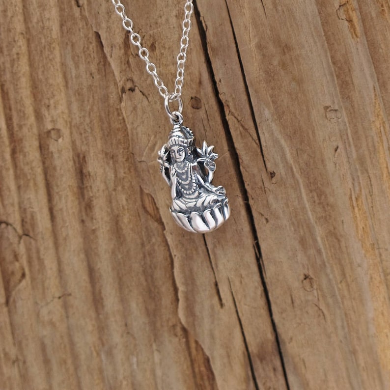 Sterling Silver Lakshmi Goddess Pendant Wealth Necklace | Etsy