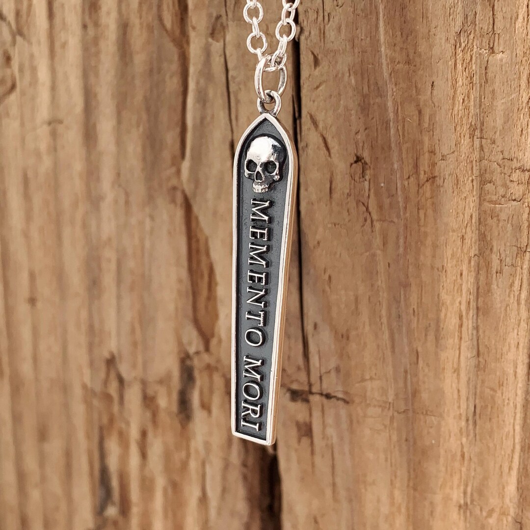 Memento Mori Skull Vertical Pendant Necklace Sterling Silver Halloween ...