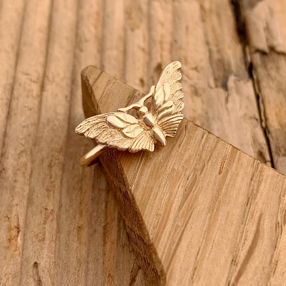 Moth Ring Gold Plated Gothic Nocturnal Insect Bug Halloween