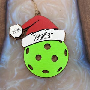 Personalized Lacrosse Ornament | 2025 Lacrosse Santa | Laser Cut | Hand Painted Pickleball