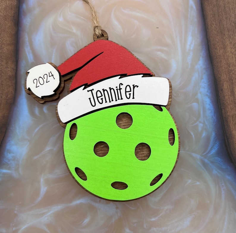 Personalized Lacrosse Ornament | 2025 Lacrosse Santa | Laser Cut | Hand Painted Pickleball