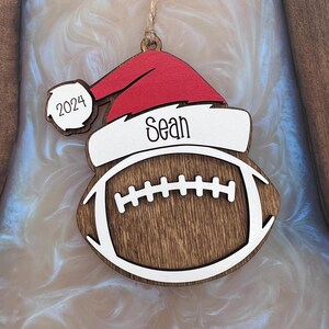Personalized Lacrosse Ornament | 2025 Lacrosse Santa | Laser Cut | Hand Painted Football