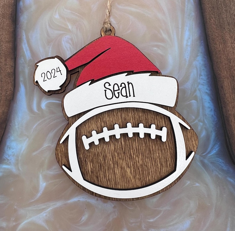 Personalized Lacrosse Ornament | 2025 Lacrosse Santa | Laser Cut | Hand Painted Football