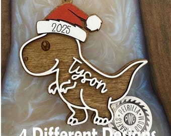 Adorno de dinosaurio personalizado / Cortado con láser, pintado a mano