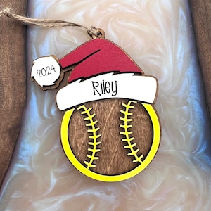 Personalized Lacrosse Ornament | 2025 Lacrosse Santa | Laser Cut | Hand Painted Softball