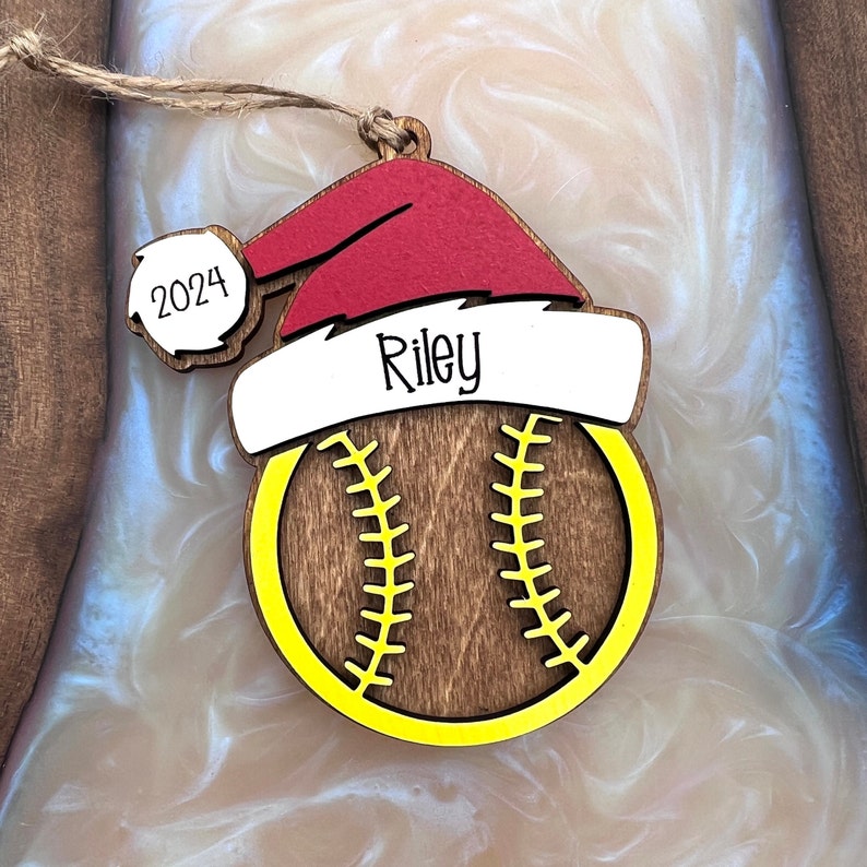 Personalized Lacrosse Ornament | 2025 Lacrosse Santa | Laser Cut | Hand Painted Softball