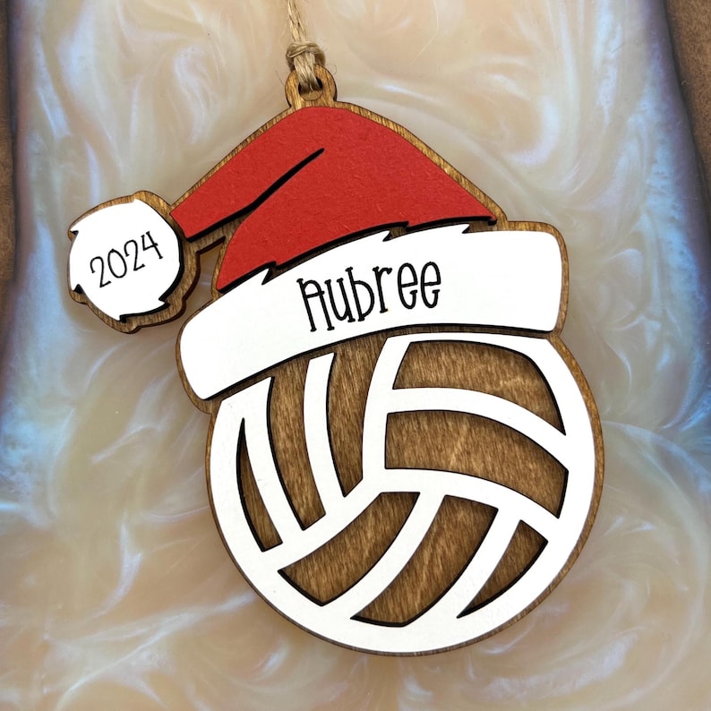 Personalized Lacrosse Ornament | 2025 Lacrosse Santa | Laser Cut | Hand Painted Volleyball