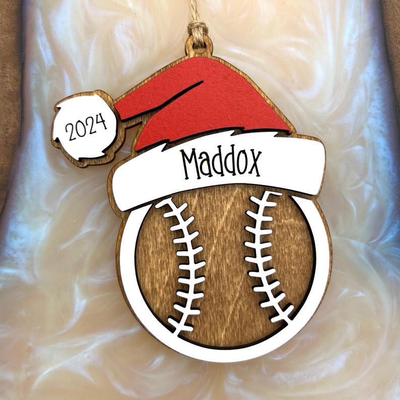 Personalized Lacrosse Ornament | 2025 Lacrosse Santa | Laser Cut | Hand Painted Baseball