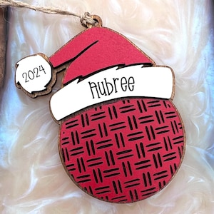 Personalized Lacrosse Ornament | 2025 Lacrosse Santa | Laser Cut | Hand Painted Dodge Ball