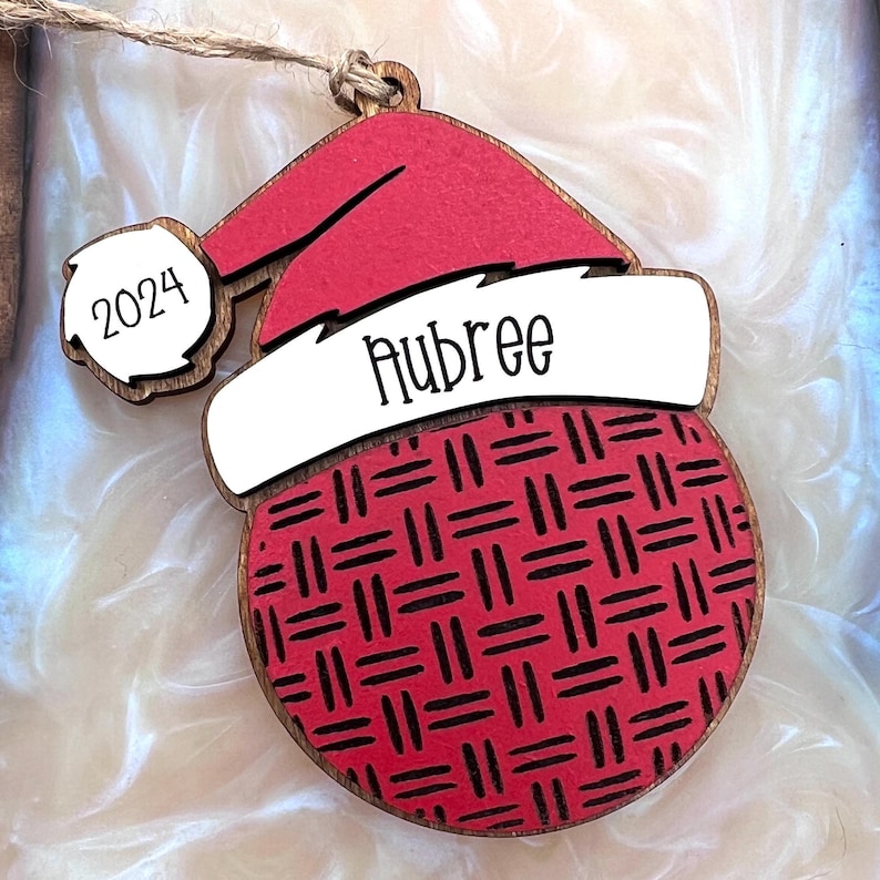 Personalized Lacrosse Ornament | 2025 Lacrosse Santa | Laser Cut | Hand Painted Dodge Ball