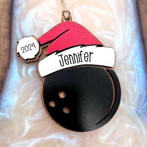 Personalized Lacrosse Ornament | 2025 Lacrosse Santa | Laser Cut | Hand Painted Bowling
