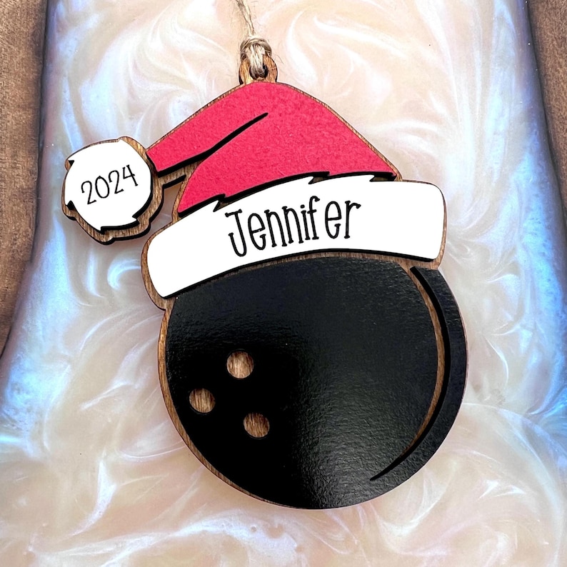 Personalized Lacrosse Ornament | 2025 Lacrosse Santa | Laser Cut | Hand Painted Bowling
