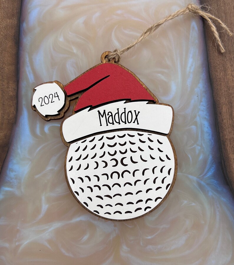 Personalized Lacrosse Ornament | 2025 Lacrosse Santa | Laser Cut | Hand Painted Golf