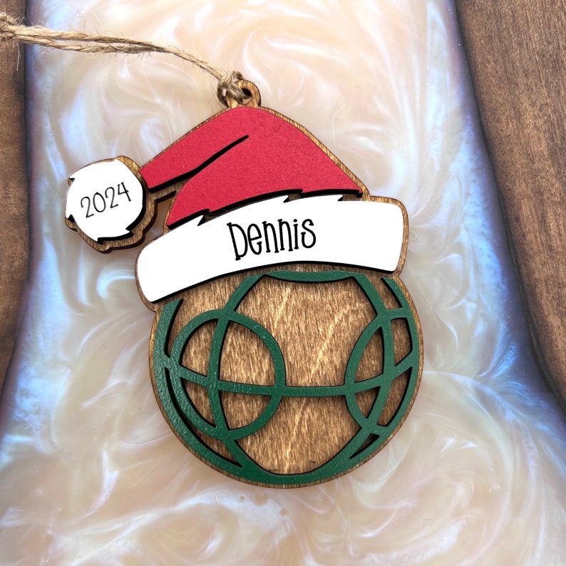 Personalized Lacrosse Ornament | 2025 Lacrosse Santa | Laser Cut | Hand Painted Bocce
