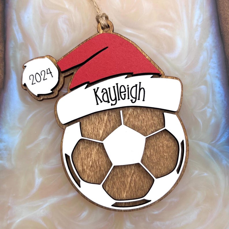 Personalized Lacrosse Ornament | 2025 Lacrosse Santa | Laser Cut | Hand Painted Soccer