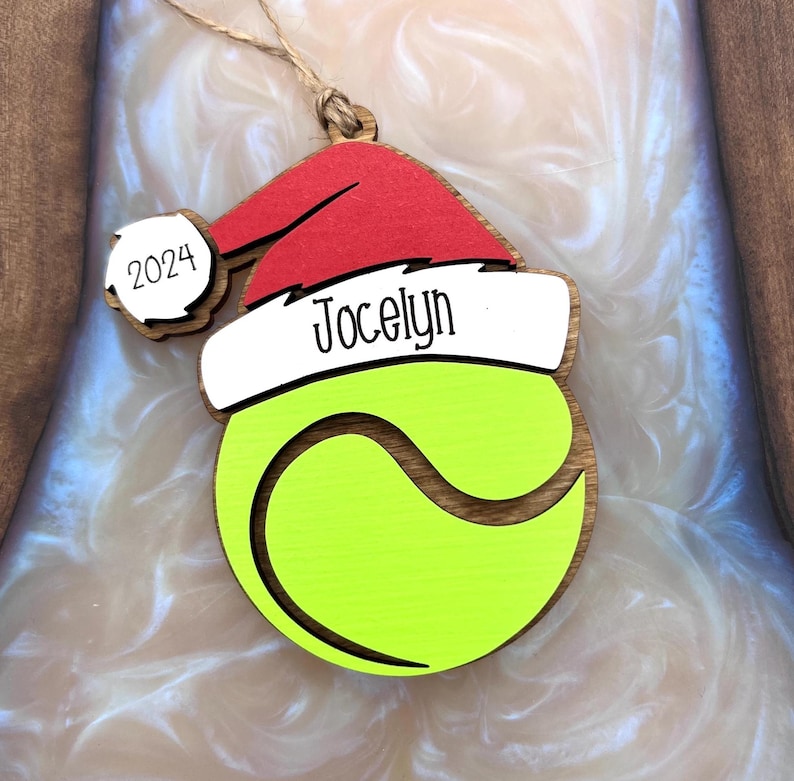 Personalized Lacrosse Ornament | 2025 Lacrosse Santa | Laser Cut | Hand Painted Tennis